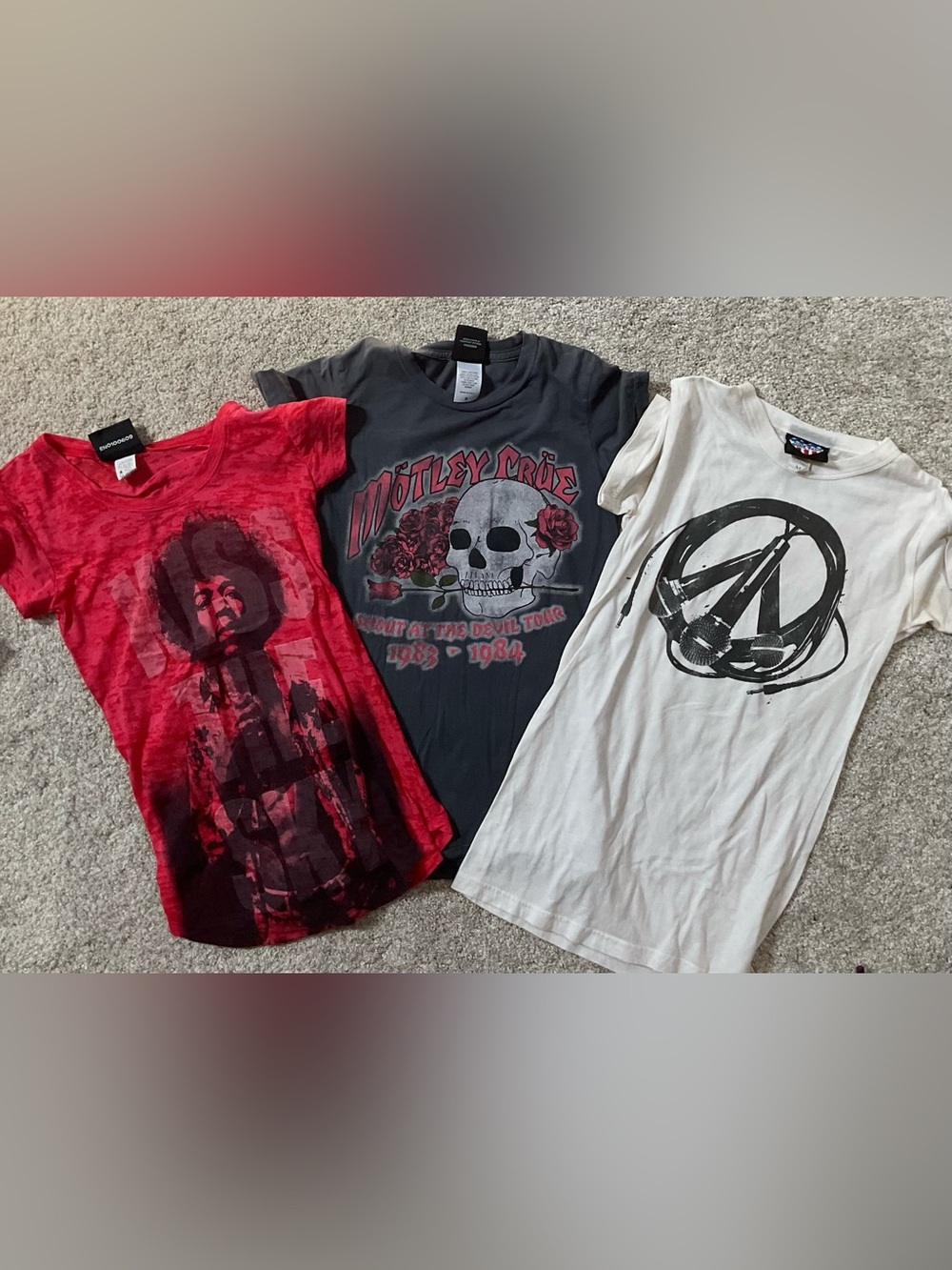 Junk Food Clothing Lot of 3 Music Inspired Graphic Tees. Motley  rue S/M